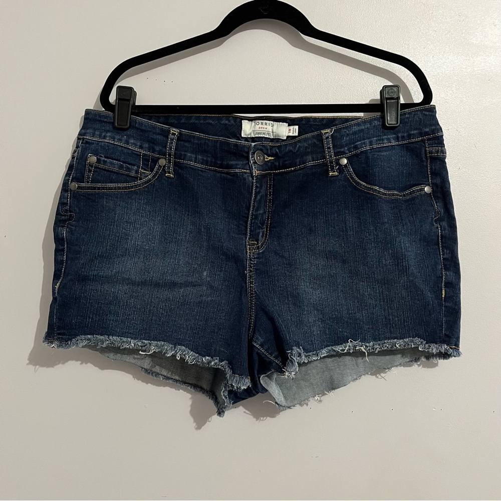 Torrid Blue Jean Shorts Distressed Cut-Off Style